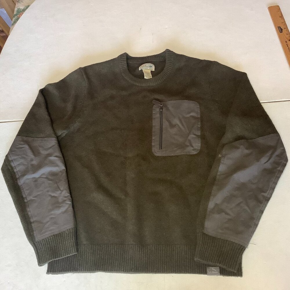 Men's L.L. Bean Maine Guide Sweater Merino Lambs Wool Size Medium Green